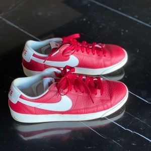 Women’s Nike Blazer sneaker—red leather, size 10